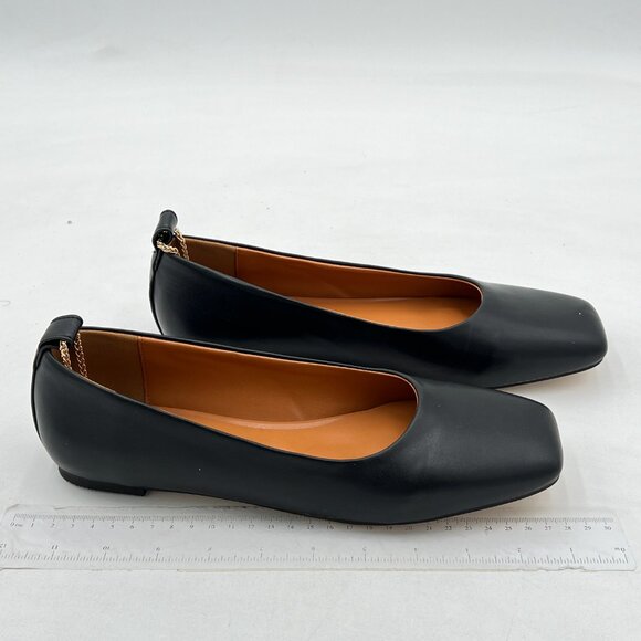 Wo Wagas Black Chains Pumps Metal Ankle Strap Flats Square Toe Shoe Party Dating - Picture 4 of 8